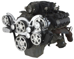 CVF Gen III Hemi Serpentine System with Power Steering & Alternator For High Flow Water Pump - Polished (All Inclusive)