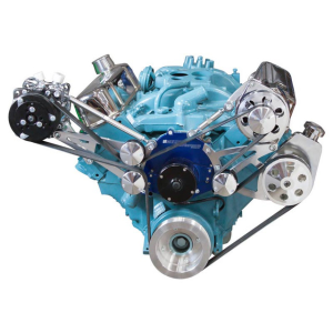 CVF Racing - CVF Pontiac 350-400, 428 & 455 V8 Serpentine Conversion System with Power Steering, AC & Alternator Brackets For Electric Water Pump - Polished - Image 2