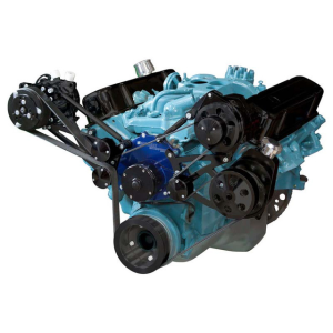 CVF Pontiac 350-400, 428 & 455 V8 Serpentine Conversion System with Power Steering, AC & Alternator Brackets For Electric Water Pump - Black