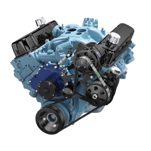 CVF Pontiac 350-400, 428 & 455 V8 Serpentine Conversion System with Power Steering & Alternator Brackets For Electric Water Pump - Black