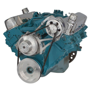 CVF Pontiac 350-400, 428 & 455 V8 V-Belt System with Alternator Brackets For High Flow Water Pump - Polished