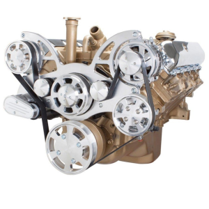 CVF Oldsmobile 350-455 Serpentine System with Powersteering & Alternator For High Flow Water Pump - Polished (All Inclusive)