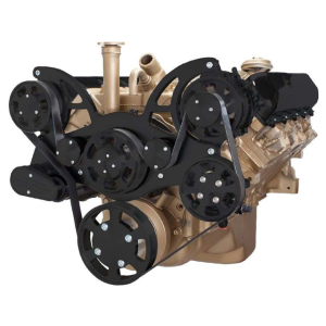 CVF Oldsmobile 350-455 Serpentine System with Powersteering & Alternator For High Flow Water Pump - Black (All Inclusive)