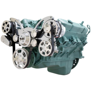 CVF Buick Big Block 455 Serpentine System with Powersteering, AC & Alternator For High Flow Water Pump - Polished (All Inclusive)