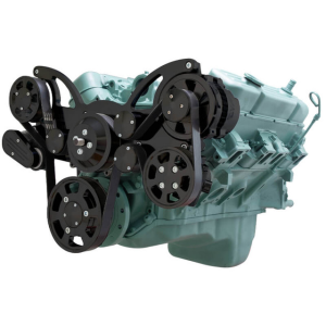 CVF Buick Big Block 455 Serpentine System with Powersteering & Alternator For High Flow Water Pump - Black (All Inclusive)