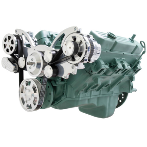 CVF Buick Big Block 455 Serpentine System with AC & Alternator For High Flow Water Pump - Polished (All Inclusive)