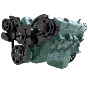 CVF Buick Big Block 455 Serpentine System with AC & Alternator For High Flow Water Pump - Black (All Inclusive)