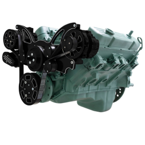 CVF Buick Big Block 455 Serpentine System with AC & Alternator For High Flow Water Pump - Black Diamond (All Inclusive)