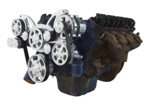 CVF Cadillac 368-500 Serpentine System with Powersteering & Alternator For High Flow Water Pump - Polished (All Inclusive)
