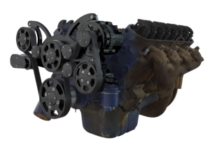 CVF Cadillac 368-500 Serpentine System with Powersteering & Alternator For High Flow Water Pump - Black (All Inclusive)