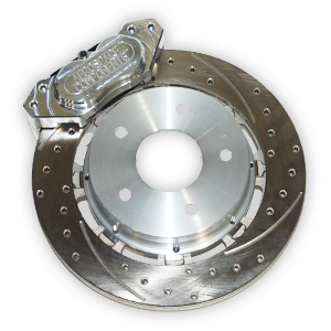 Aerospace Ford Mustang 2005-2014 4 Piston Rear Pro-Street Dimpled & Slotted Drag Disc Brakes