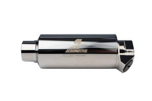 Aeromotive - Aeromotive Filter w/ Dual Outlet 10-m Fabric Element In-Line ORB12 Inlet / Outlet plus ORB-08 Outlet Nickel-Chrome 2-1/2" OD - Image 3