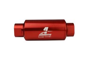 Aeromotive Filter In-Line 40-m Stainless Mesh Element ORB-10 Port Bright-Dip Red 2" OD