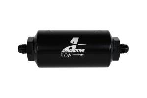 Aeromotive Filter In-Line 100-Micron Stainless Mesh Element AN-06 Male Bright-Dip Black 2" OD