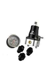 Aeromotive Compact EFI Regulator W/ Fitting Kit & Pressure Gauge - Black Anodized 