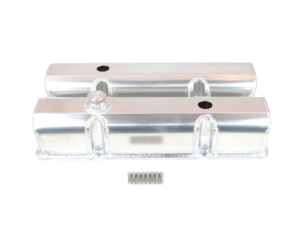 Canton Chevy SBC Laser Cut Rail Aluminum Valve Covers with Fill/PCV Ports