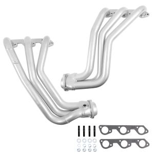 BBK Performance - Jeep Wrangler 3.8L 2007-2011 BBK Performance Polished Silver Ceramic Long Tube Headers W/ High Flow Catted Y Pipe 1-5/8" - Image 1