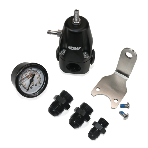 DWR1000 Adjustable Fuel Pressure Regulator W/ Pressure Gauge, Mounting Bracket & -8 AN Feed, -6 AN Return Fittings