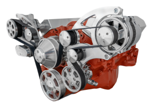 CVF Chevy Small Block Wide Mount Serpentine System with AC, Power Steering & Alternator (All Inclusive) - Polished