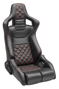 Blemished Corbeau RRB Black Vinyl W/ Red Diamond Stitching Reclining Driver Side Racing Seat - Single