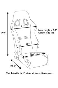 Corbeau-Blem - Blemished Corbeau A4 Red Cloth Reclining Racing Seat - Pair - Image 6