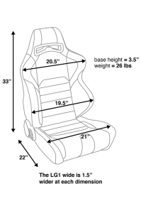 Corbeau-Blem - Blemished Corbeau LG1 Black Microsuede Reclining Racing Seat - Pair - Image 5