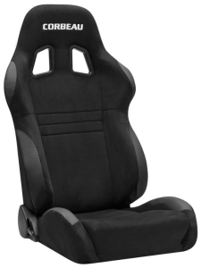 Blemished Corbeau A4 Black Microsuede Reclining Back Passenger Side Racing Seat W/ Seat Heater & Lumbar Inflator - Single