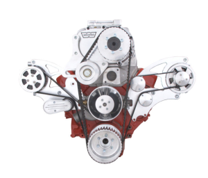 CVF Wraptor SBC FEAD System For Weiand Roots Blower with Power Steering and Alternator - Polished