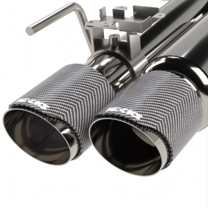 Kooks Headers - Kooks Ford Mustang 2018+ Track Valved Quad-Exit Cat-Back w/ H-Pipe - Carbon Fiber Tips - Image 3