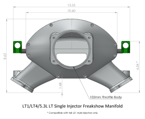 Frankenstein Engine Dynamics - Frankenstein LT Billet Freakshow DI Only Intake Manifold - Anodized Black Finish (2000HP Rated) - Image 9