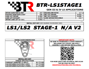 Brian Tooley Racing - BTR LS1/LS2 Stage 1 Camshaft W/ Valve Train Components - 60+ HP Gain - Image 2