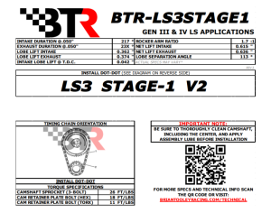 Brian Tooley Racing - BTR LS3 Stage 1 Camshaft W/ Valve Train Components - 55+ HP Gain - Image 3