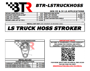 Brian Tooley Racing - BTR "Truck Hoss" Naturally Aspirated Camshaft For 400ci+ Stroker LS Truck Engines - Image 2
