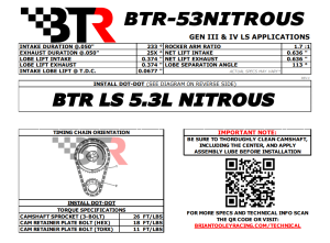 Brian Tooley Racing - BTR Naturally/Nitrous Aspirated Torque Camshaft For LS 5.3L Truck Engines - Image 2