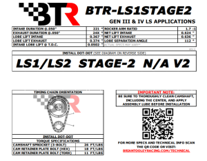 Brian Tooley Racing - BTR LS1/LS2 Stage 2 Camshaft W/ Valve Train Components - 66+ HP Gain - Image 2