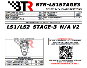 Brian Tooley Racing - BTR LS1/LS2 Stage 3 Camshaft W/ Valve Train Components - 70+ HP Gain - Image 2