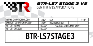 Brian Tooley Racing - BTR LS7 Stage 3 v2 Camshaft W/ Valve Train Components - 96+ HP Gain - Image 4