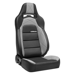 Blemished Corbeau Trailcat Black Vinyl/Grey HD Vinyl Reclining Driver Side Racing Seat w/ Seat Heater - Single 
