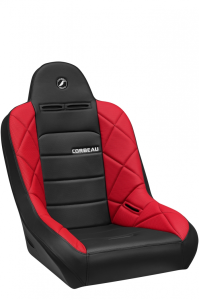 Blemished Corbeau Baja JP Black Vinyl / Red H/D Vinyl Fixed-Back Racing Seat - Single