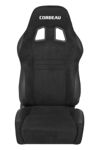 Blemished Corbeau A4 Black Microsuede/Vinyl Reclining Back Racing Seats - Pair