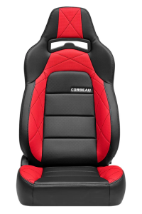 Blemished Corbeau Trailcat Black Vinyl/Red HD Vinyl Reclining Driver Side Racing Seat - Single 