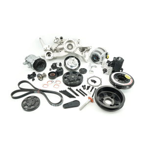 BTR LS 6-Rib Front Accessory Drive Bracketless System w/ PS, AC & Alternator, Dress-Up Kit and ATI Balancer - Satin