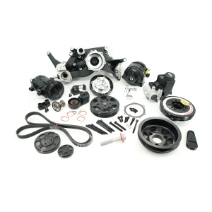 BTR LS 6-Rib Front Accessory Drive Bracketless System w/ PS, AC & Alternator, Dress-Up Kit and ATI Balancer - Black