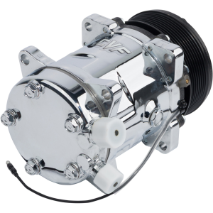 CVF Racing - CVF R134A Sanden Style AC Compressor w/ 8-Rib Clutch Pulley - Chrome Plated - Image 2