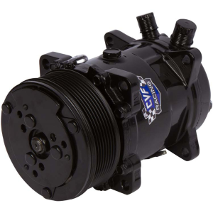 CVF R134A Sanden Style AC Compressor w/ 8-Rib Clutch Pulley - Powdercoated Black