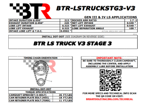 Brian Tooley Racing - BTR Stage 3 Naturally Aspirated v3 Camshaft For LS Truck Engines - 64+ HP Gain - Image 3
