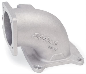 Edelbrock 4150/Square Bore Intake Manifold to GM/Ford Up To 95mm Throttle Body Intake Elbow - Satin