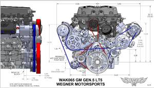 Wegner Automotive - Wegner 10 Rib Serpentine Drive System For LT5 6.2L Using OE 2.65 Eaton Supercharger - Alternator AC, PS & WP & Dry Sump - Image 6