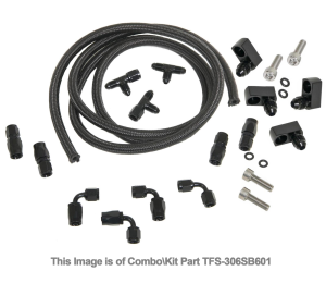 Trick Flow 4-Corner LS Steamline Plumbing Kit with Black Stainless Steel Lines - AN Fittings