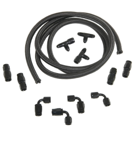Trickflow - Trick Flow 4-Corner LS Steamline Plumbing Kit with Black Stainless Steel Lines - AN Fittings - Image 3